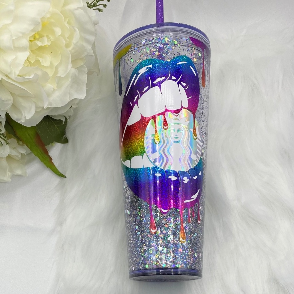 Custom Starbucks Snow Globe Tumbler Pride Lip Drip